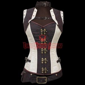 Black cream steampunk corset